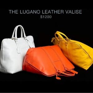 J. Crew Leather Valise - White, Orange, Yellow